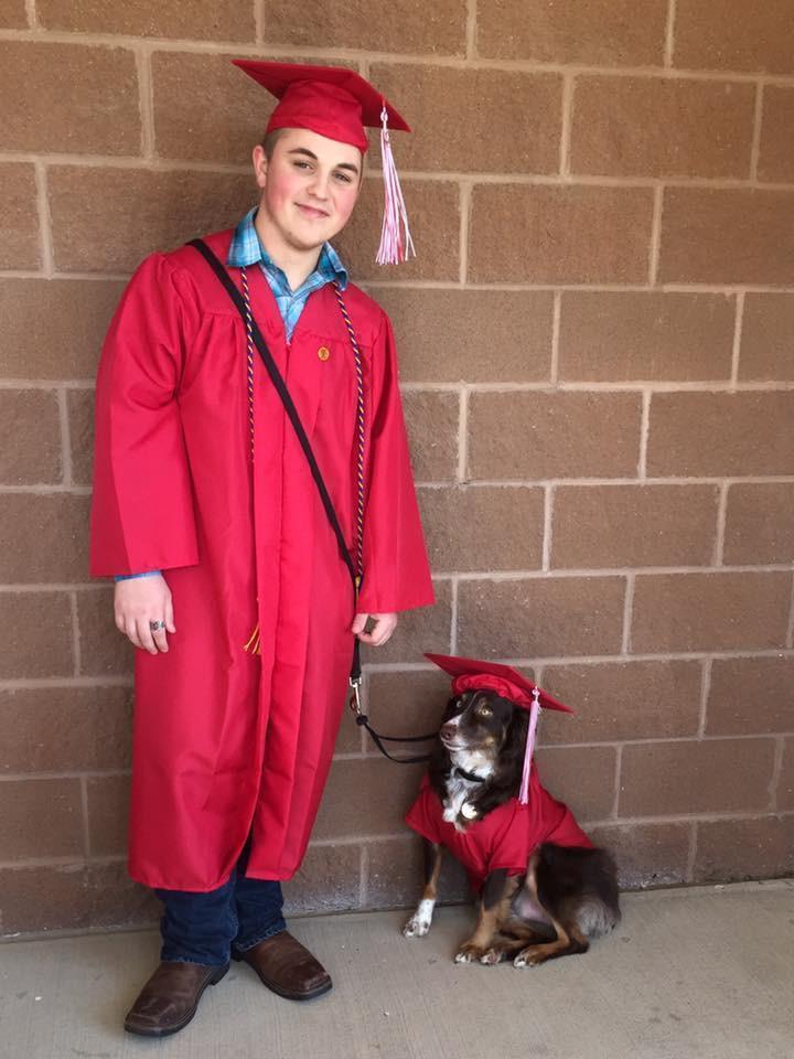 Boy Graduates High School With Service Dog