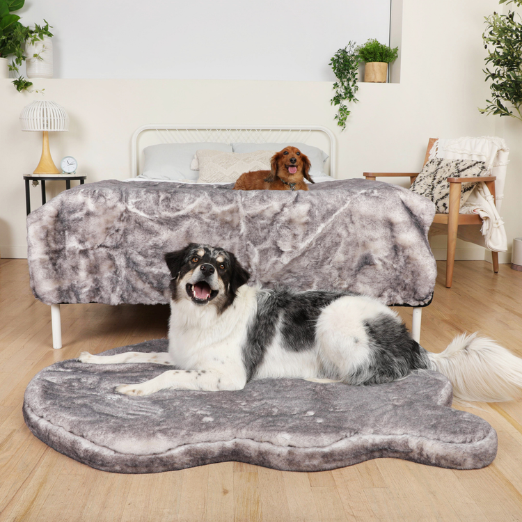 PupRug™ Luxe Orthopedic Bed + Matching Waterproof Blanket Bundle - Ultra Soft Chinchilla