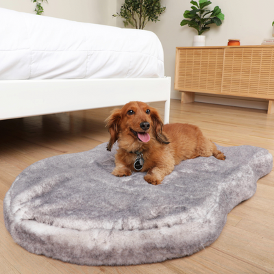 PupRug™ Luxe Faux Fur Orthopedic Dog Bed - Ultra Soft Chinchilla