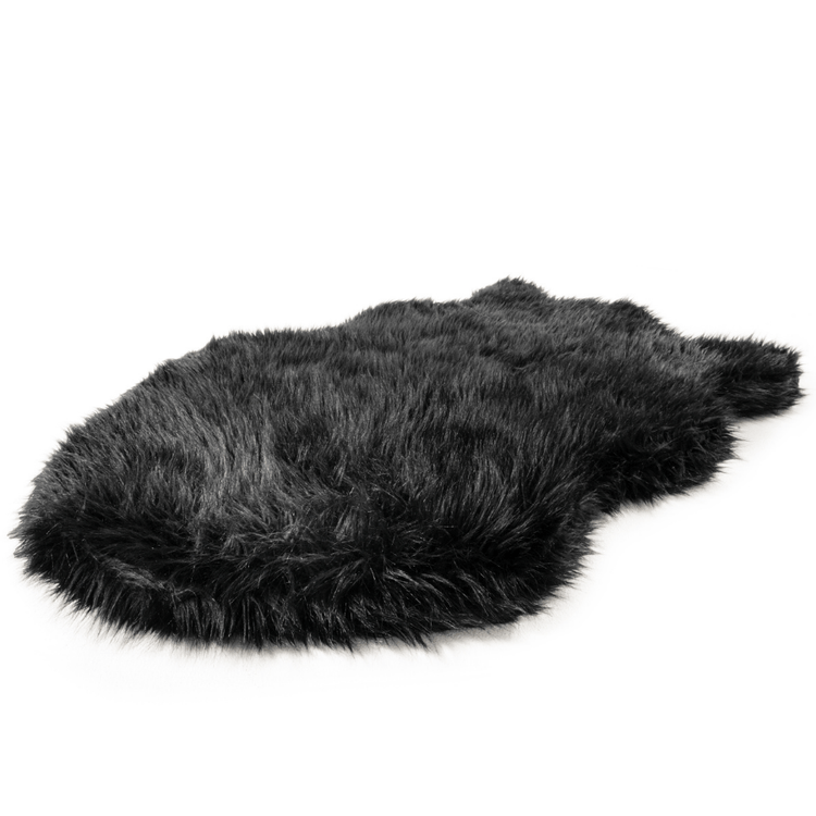 Paw.com x BarkBox PupRug™  Faux Fur Orthopedic Dog Bed - Midnight Black