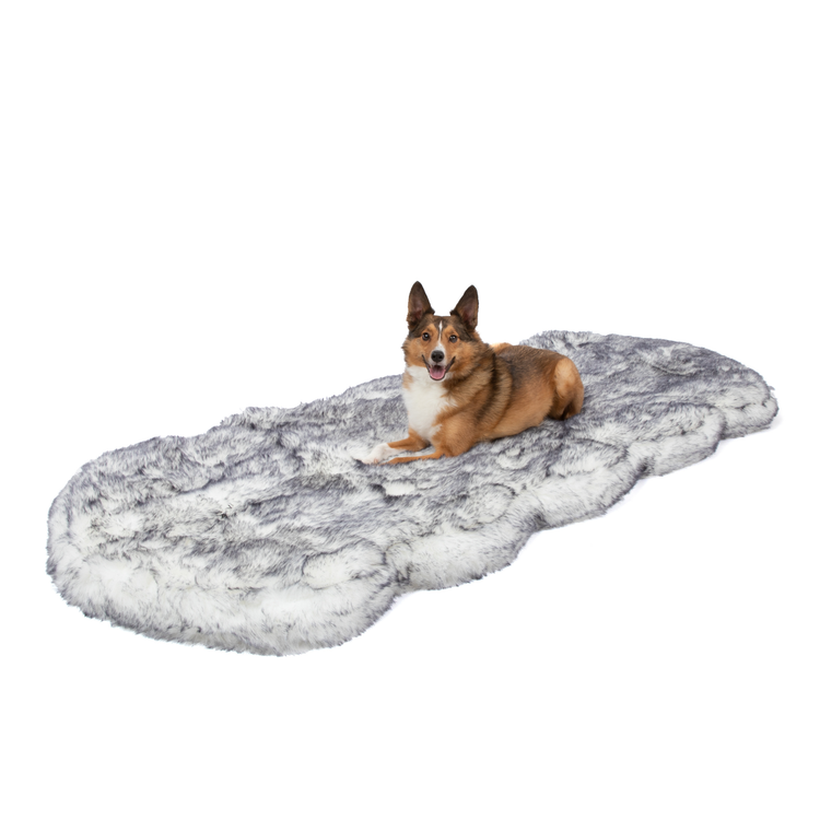 PupRug™ Luxe Orthopedic Runner Bed + Matching Waterproof Blanket  Bundle - Ultra Plush Arctic Fox