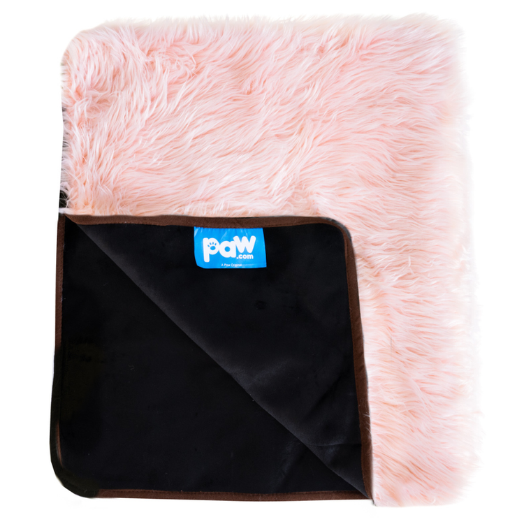 blush pink faux fur pet blanket