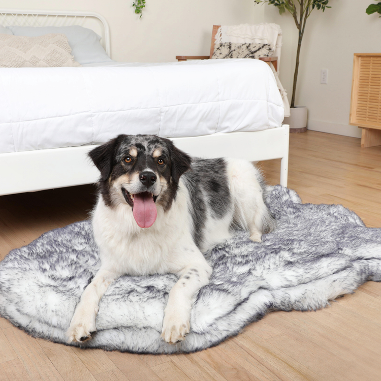 PupRug™ Luxe Orthopedic Bed + Matching Waterproof Blanket  Bundle - Ultra Plush Arctic Fox