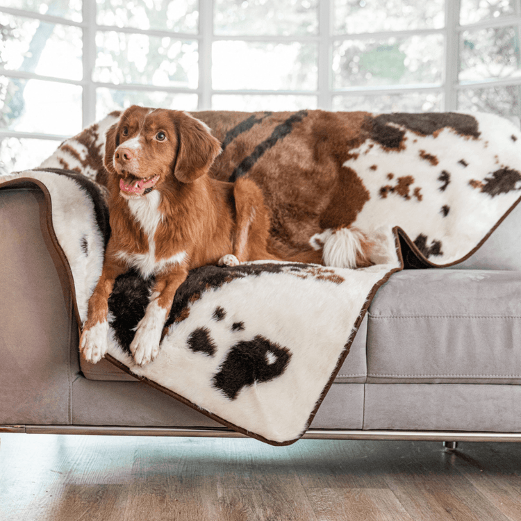 Paw.com x BarkBox PupProtector™ Waterproof Throw Blanket - Brown Faux Cowhide