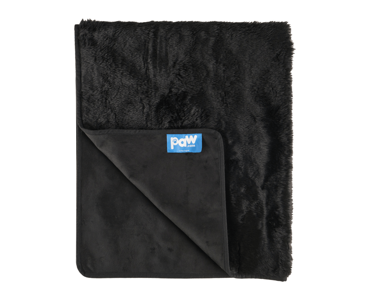 paw.com black faux fur throw blanket