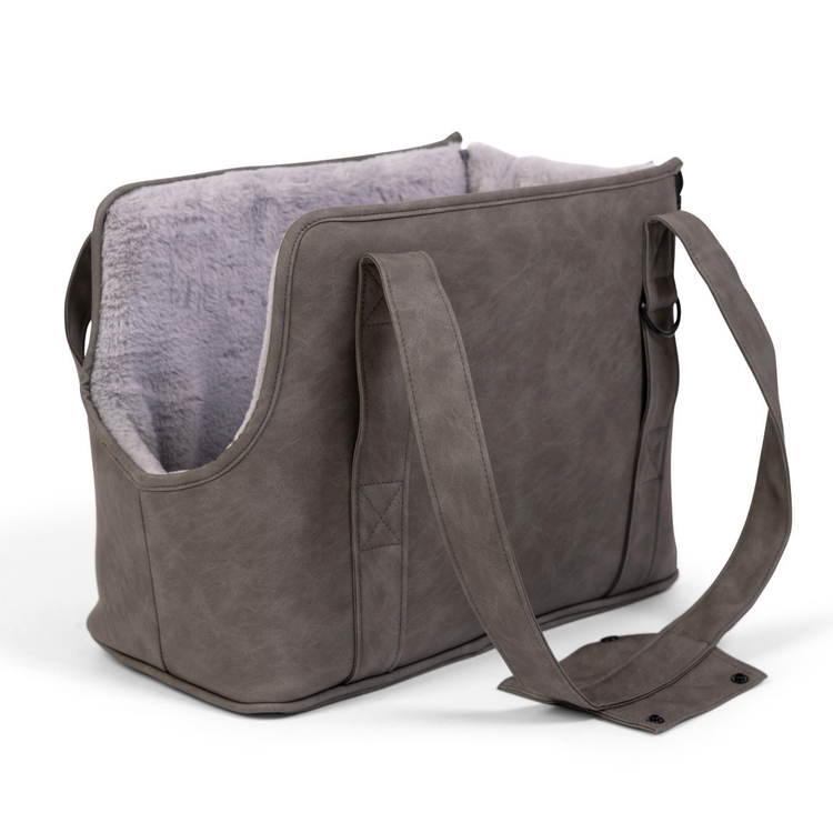 PupTote™ 3-in-1 Faux Leather Dog Carrier Bag 2.0 - Slate Grey