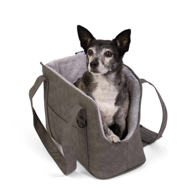 PupTote™ 3-in-1 Faux Leather Dog Carrier Bag 2.0 - Slate Grey