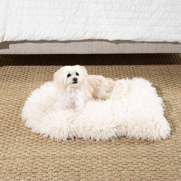 PupRug™ Luxe Faux Fur Orthopedic Dog Bed - Plush Sheep Ivory