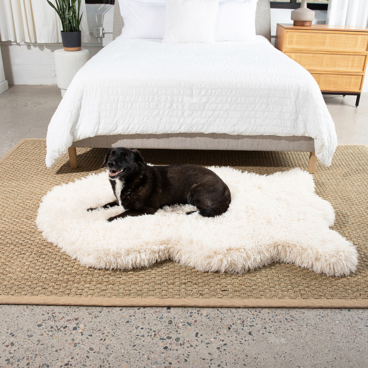 PupRug™ Luxe Faux Fur Orthopedic Dog Bed - Plush Sheep Ivory