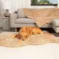 PupRug™ Luxe Faux Fur Tan Plush Sheep Orthopedic Dog Bed + FREE Holiday Plaid Bed Cover