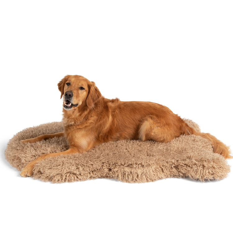 PupRug™ Luxe Faux Fur Orthopedic Dog Bed Cover - Plush Sheep Tan (Bed Not Included)