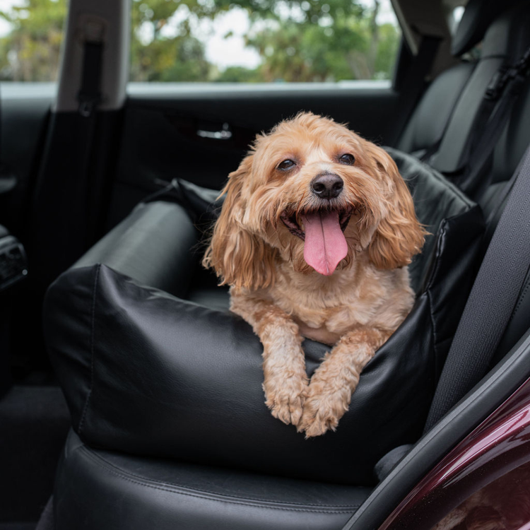 PupProtector™ Faux Leather Memory Foam Dog Car Bed -  Black