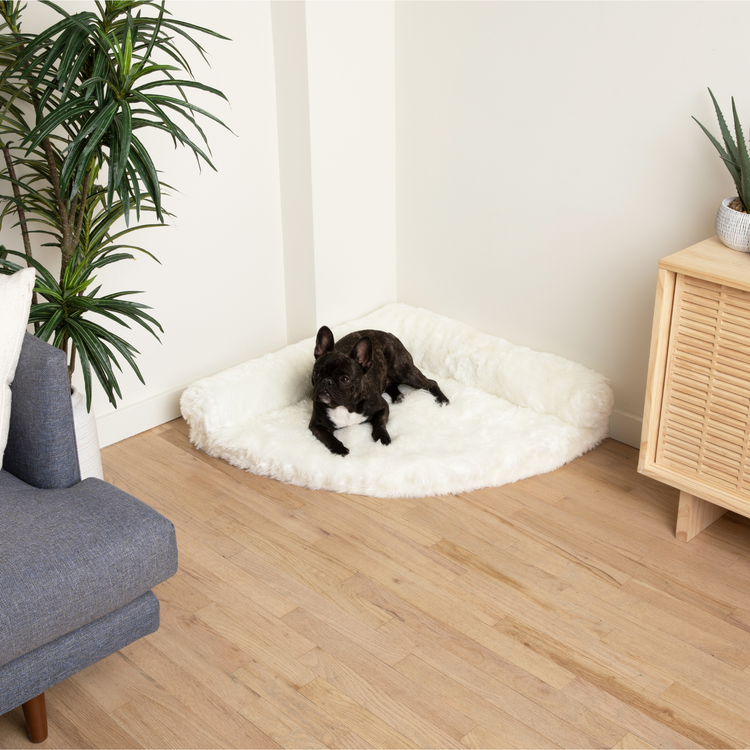 PupRug™ Memory Foam Corner Dog Bed - Polar White