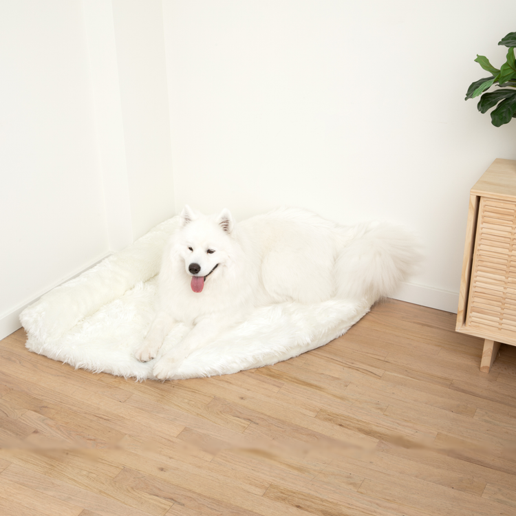 PupRug™ Memory Foam Corner Dog Bed - Polar White