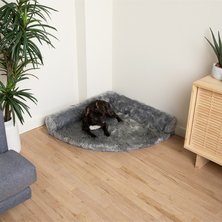 PupRug™ Memory Foam Corner Dog Bed - Charcoal Grey