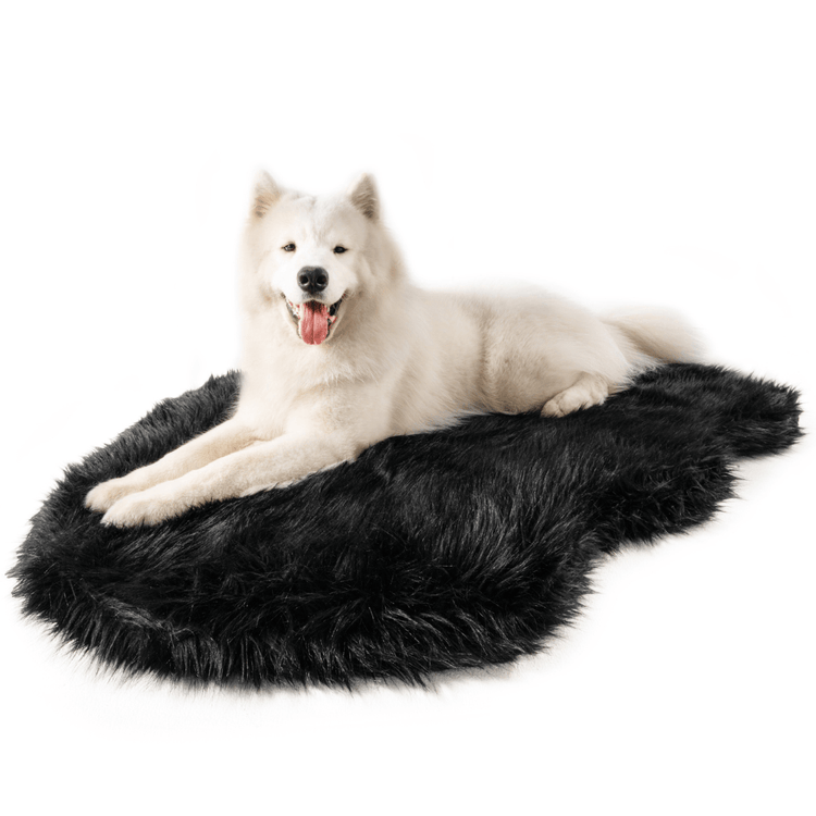 PupRug™ Faux Fur Orthopedic Dog Bed Cover - Midnight Black (Bed Not Included)