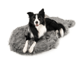 Charcoal Grey Faux Fur Curve Bed with Border Collie