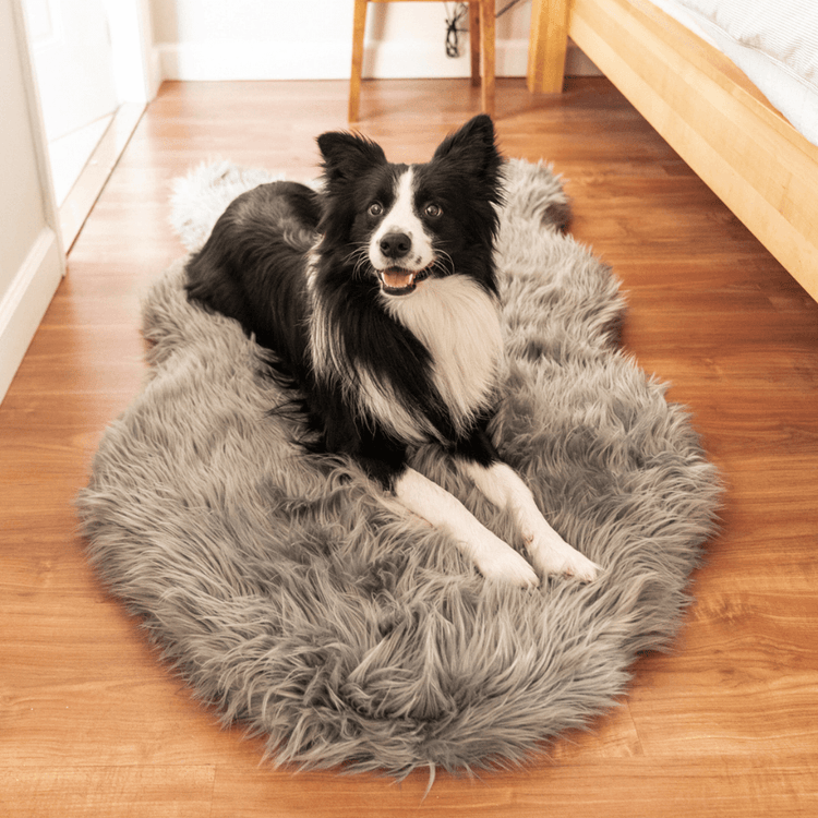 PupRug by Paw.com™ Faux Fur Orthopedic Dog Bed - Curve Charcoal Grey