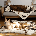 PupRug™ Memory Foam Bed + Matching Waterproof Blanket Bundle - Brown Faux Cowhide