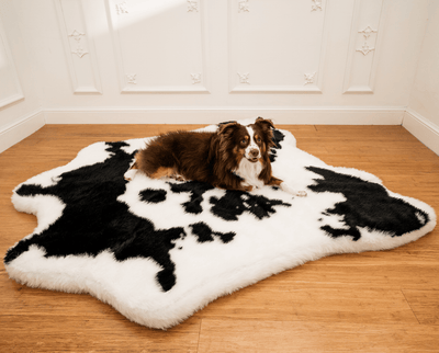 PupRug™ Animal Print Memory Foam Dog Bed - Black Faux Cowhide