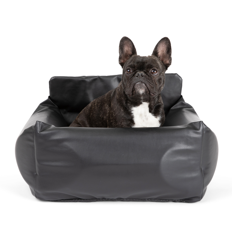 PupProtector™ Faux Leather Memory Foam Dog Car Bed -  Black