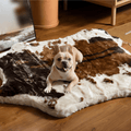 PupRug™ Memory Foam Bed + Matching Waterproof Blanket Bundle - Brown Faux Cowhide