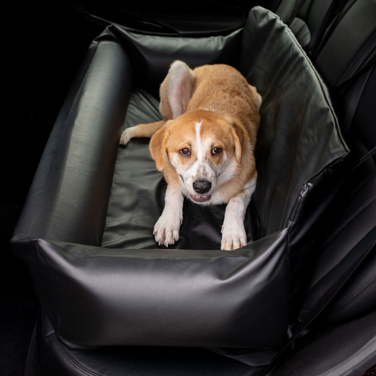 PupProtector™ Faux Leather Memory Foam Dog Car Bed -  Black