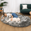 PupCloud™ Human-Size Faux Fur Memory Foam Dog Bed - Charcoal Grey