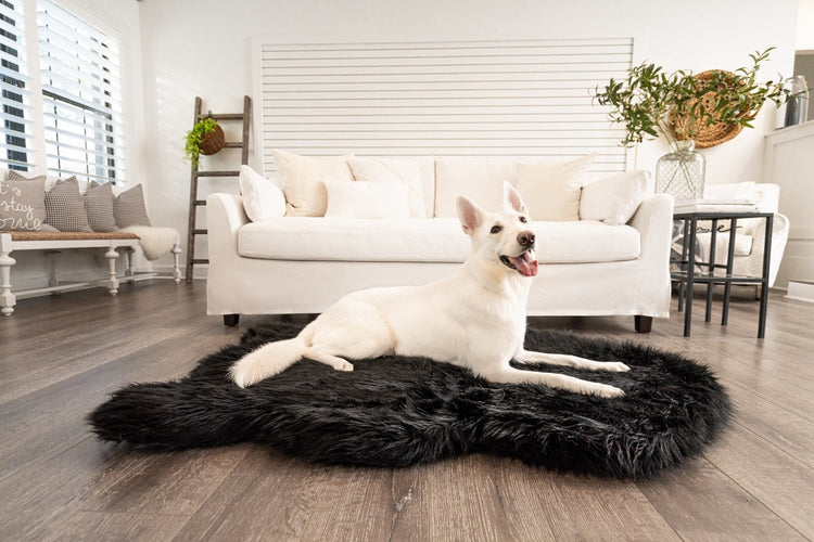 PupRug™ Faux Fur Orthopedic Dog Bed Cover - Midnight Black (Bed Not Included)