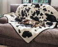 French Bulldog on Black Faux Cowhide Blanket