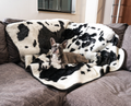 French Bulldog on Black Faux Cowhide Blanket