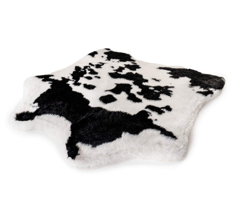 PupRug™ Animal Print Memory Foam Dog Bed - Black Faux Cowhide