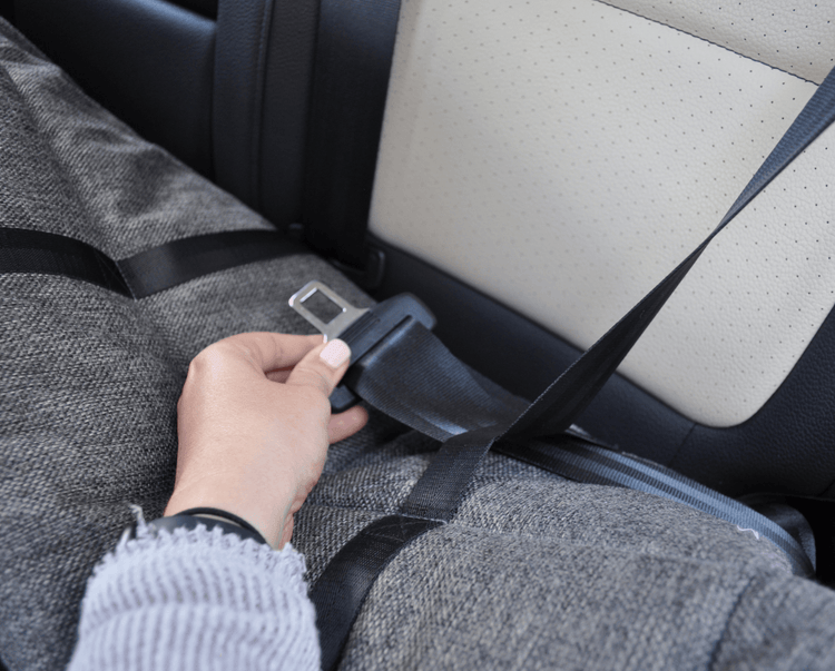 car seat belt loops through back of the car bed